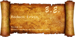 Bedecs Ervin névjegykártya